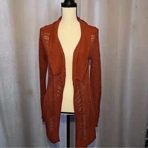 Eddie Bauer long orange/brown cardigan women’s size small